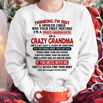 I'M A SPOILED GRANDDAUGHTER OF A CRAZY GRANDMA - From Grandma - EBIL00 (SKU-GMD1-NTT00)