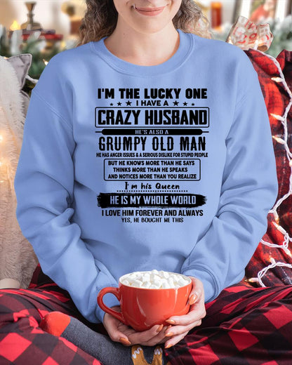 I am Lucky One I Have A Crazy Husband - Gift for Wife From Husband - Ebil00 (SKUT-LUCKYONE-00)