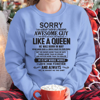 May - Sorry I am already taken by a freaking awesome guy - Gift for Wife From Husband - EBIL05 (SKU08-25-05)