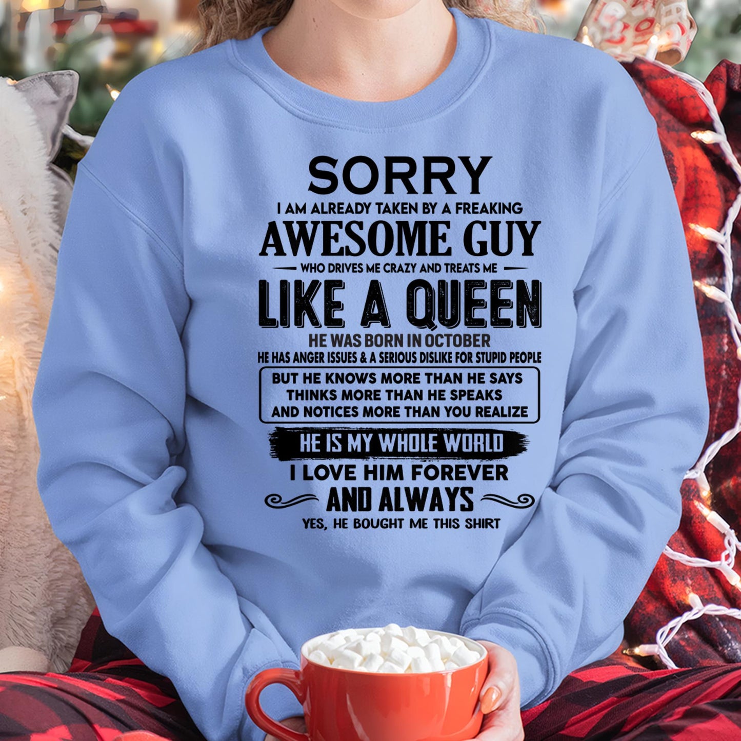 October - Sorry I am already taken by a freaking awesome guy - Gift for Wife From Husband - Ebil10 (SKU-SRG-10)