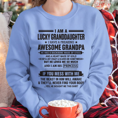 I Am A Lucky Granddaughter T-Shirt – Birthday Gift From Grandpa / Man - EBIL00 (SKU11-122-00)