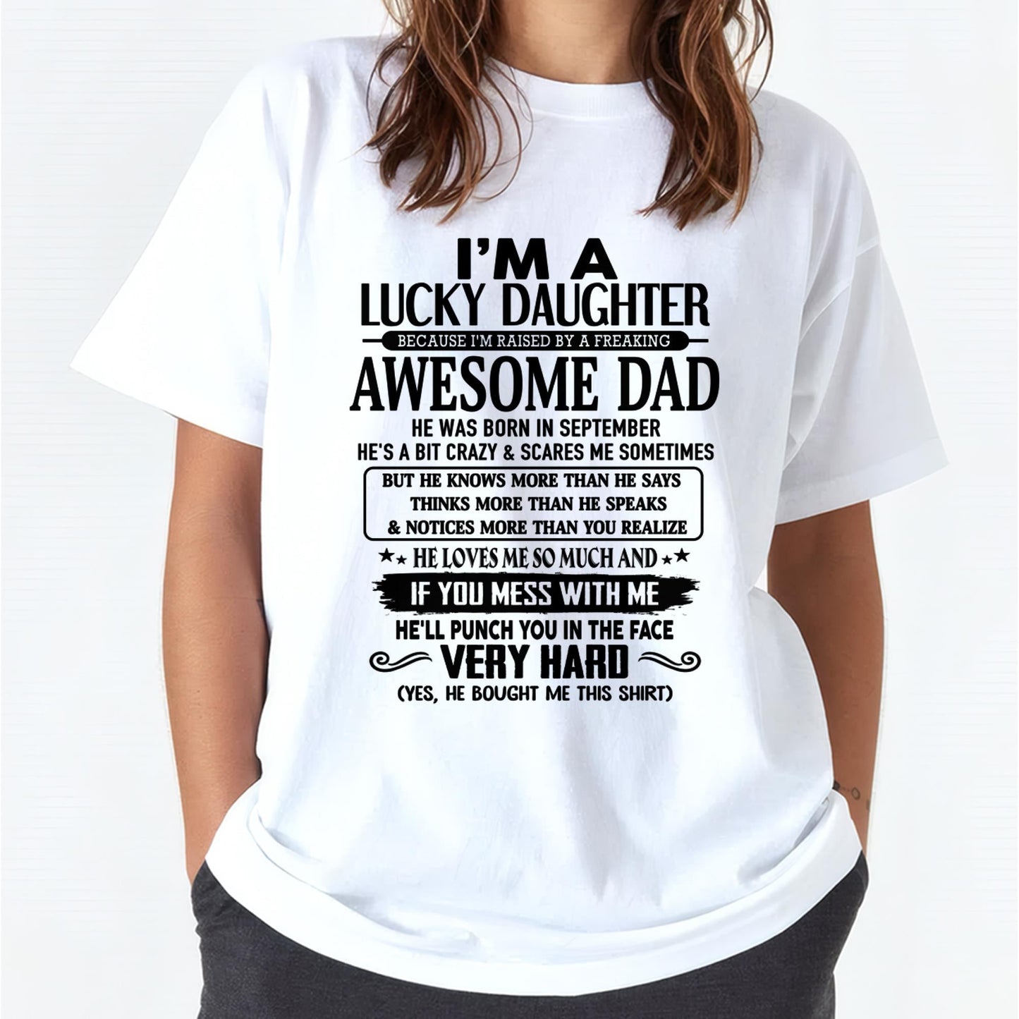 September - I'm Lucky Daughter - Gift for Daughter from Dad - DONN09 (SKU-TLUCKYDD-09)
