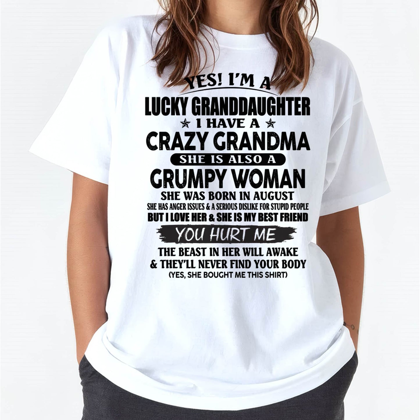 AUGUST - LUCKY GRANDDAUGHTER OF CRAZY GRANDMA - PERFECT GIFT FROM GRANDMA - EBIL08 (SKU12-146-08)