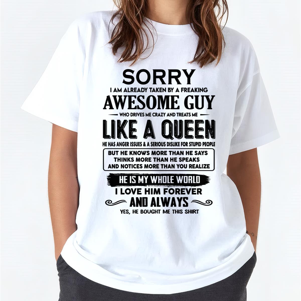 Sorry I am already taken by a freaking awesome guy - Gift for Wife From Husband - DONN00 (SKU-SRG-00)