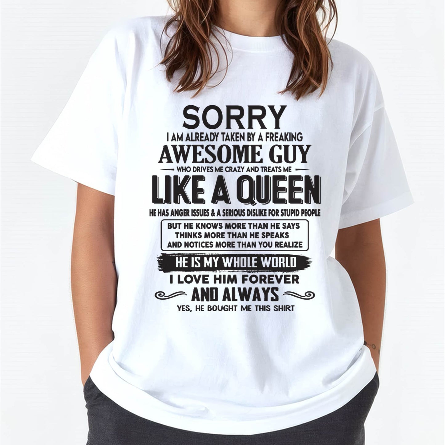 Sorry I am already taken by a freaking awesome guy - Gift for Wife From Husband - Ebil00 (SKU08-25-00)