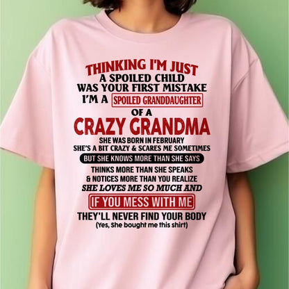 FEBRUARY - I'M A SPOILED GRANDDAUGHTER OF A CRAZY GRANDMA - From Grandma - EBIL02 (SKU-GMD1-NTT02)