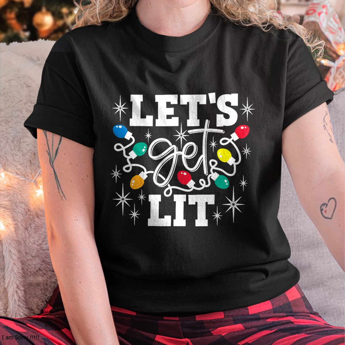 Let's Get Lit Drinking Santa Hat Christmas Lights Funny T-Shirt - Christmas Unisex T-Shirt/Hoodie/Sweatshirt - HNDS00