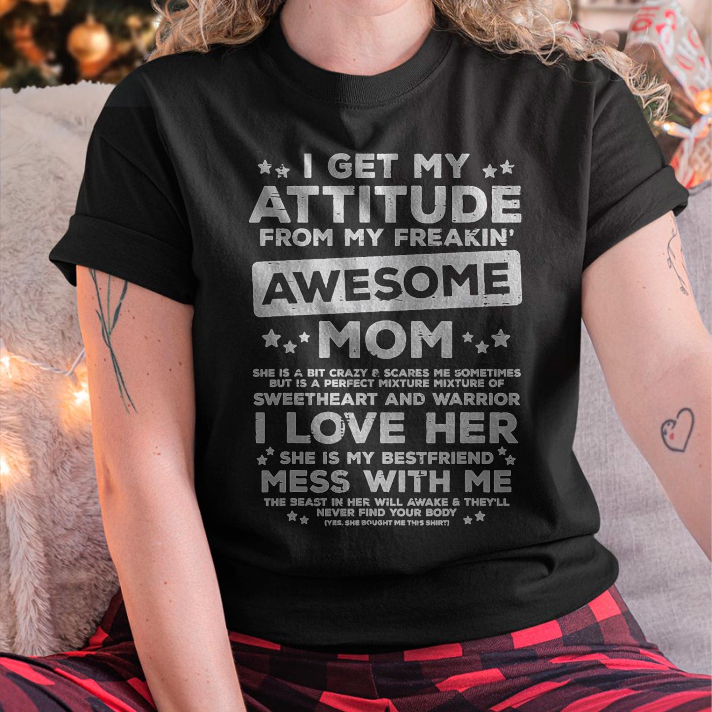 Got My Attitude From Awesome Mom Mothers Day Daughter Son T-Shirt - Gift for Daughter and Son From Mom - ebil00