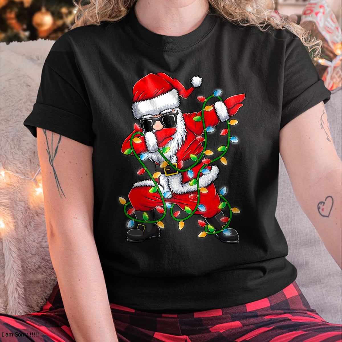 Dabbing Santa Xmas Lights Girls Boys Kids Christmas Gifts T-Shirt - Christmas Unisex T-Shirt/Hoodie/Sweatshirt - HNDS00