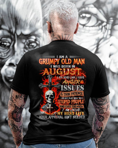 AUGUST - GRUMPY OLD MAN T-SHIRT - FUNNY SKULL ANGER ISSUES TEE - PERFECT GIFT FOR MEN EBIL08 (SKU12-319-08)