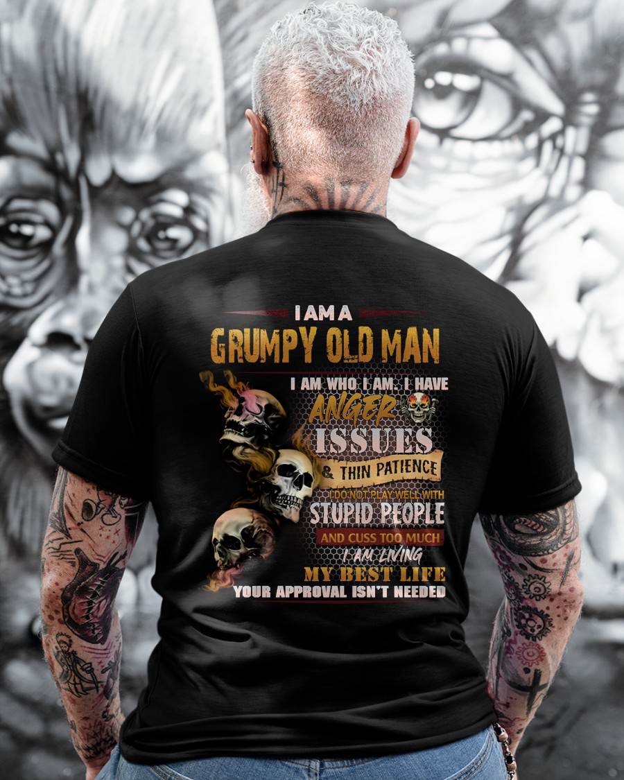 Grumpy Old Man T-Shirt - Funny Skull Anger Issues Tee - Perfect Gift For Men EBIL00 (SKU08-67-00)