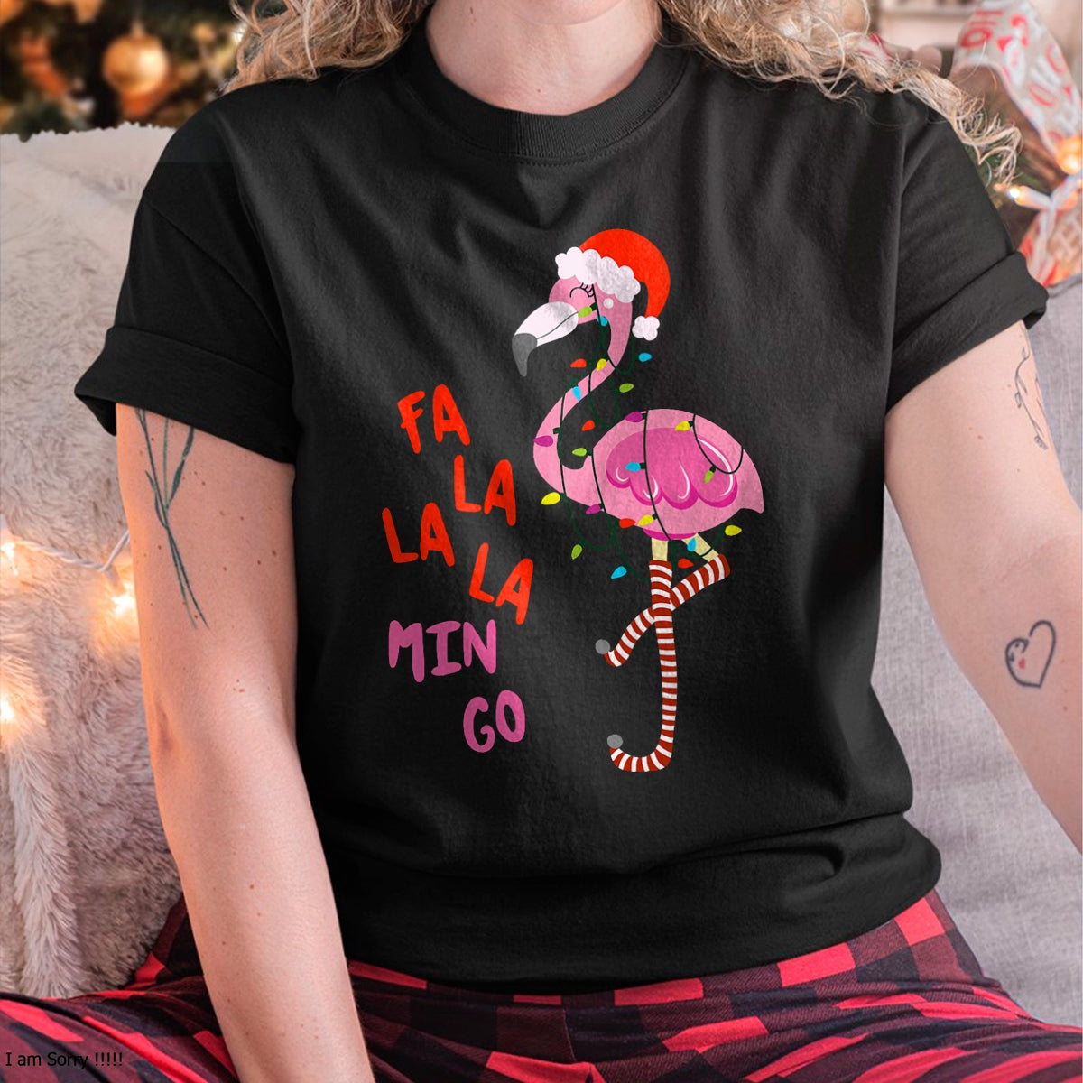 Fa La La Mingo Flamingo Christmas Tropical Xmas Tree Lights T-Shirt - Christmas Unisex T-Shirt/Hoodie/Sweatshirt - HNDS00