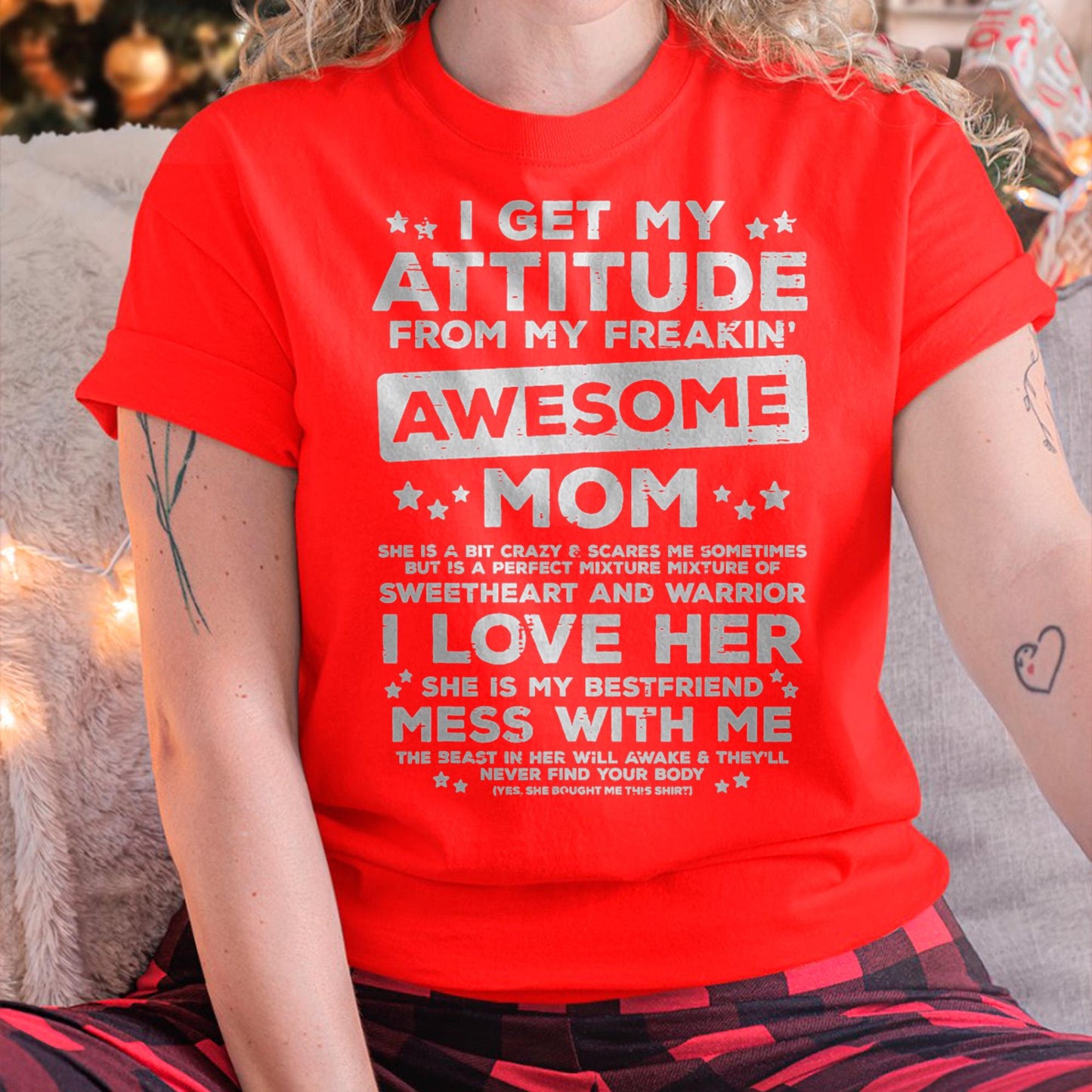 Got My Attitude From Awesome Mom Mothers Day Daughter Son T-Shirt - Gift for Daughter and Son From Mom - ebil00