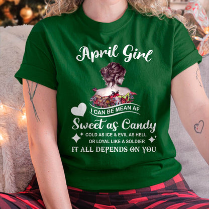 April Girl T-Shirt – Sweet As Candy, Cold As Ice - Birthday Gift for Women - EBIL04 (SKU26T-01-38-04)