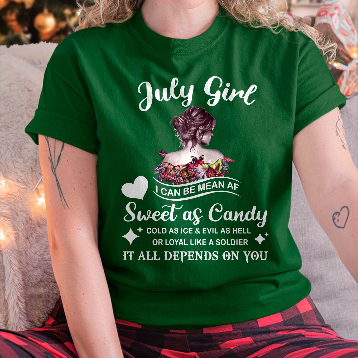 July Girl T-Shirt – Sweet As Candy, Cold As Ice - Birthday Gift for Women - EBIL07 (SKU26T-01-38-07)