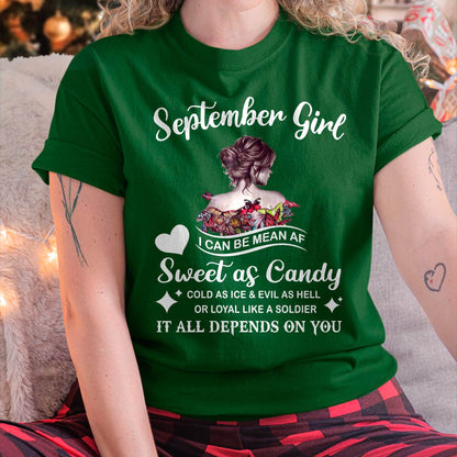 September Girl T-Shirt – Sweet As Candy, Cold As Ice - Birthday Gift for Women - EBIL09 (SKU26T-01-38-09)