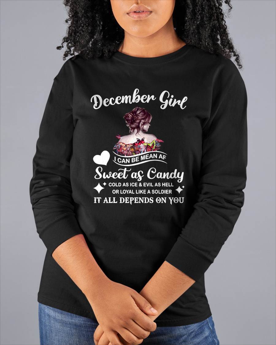 December Girl T-Shirt – Sweet As Candy, Cold As Ice - Birthday Gift for Women - EBIL12 (SKU26T-01-38-12)