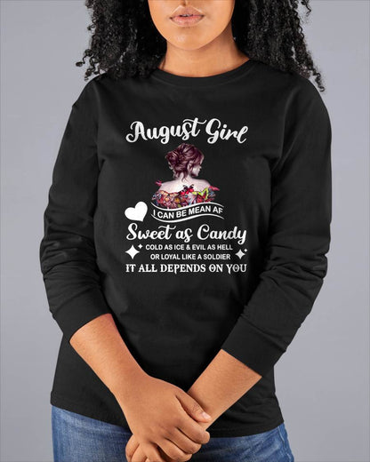August Girl T-Shirt – Sweet As Candy, Cold As Ice - Birthday Gift for Women - EBIL08 (SKU26T-01-38-08)