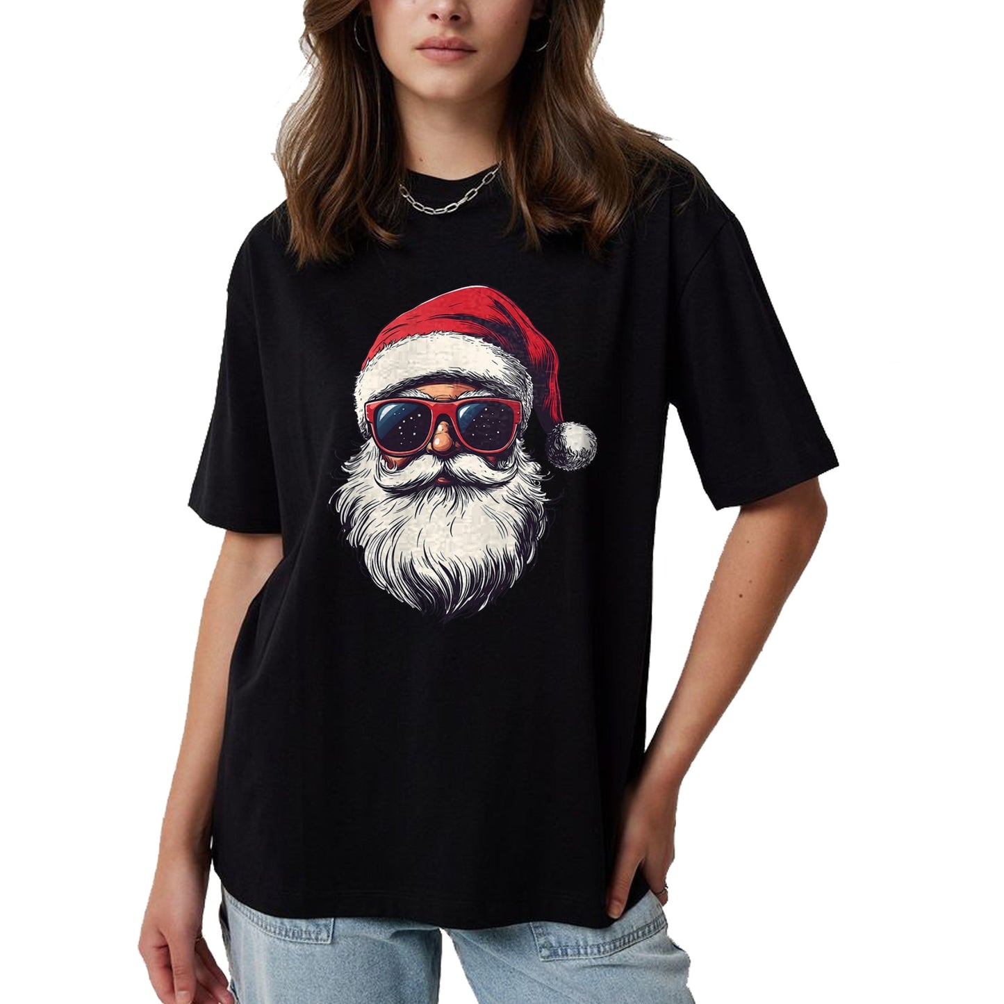 Cool Santa Claus Face Retro Sunglasses Christmas Men Boys T-Shirt - Christmas Unisex T-Shirt/Hoodie/Sweatshirt - HNDS00