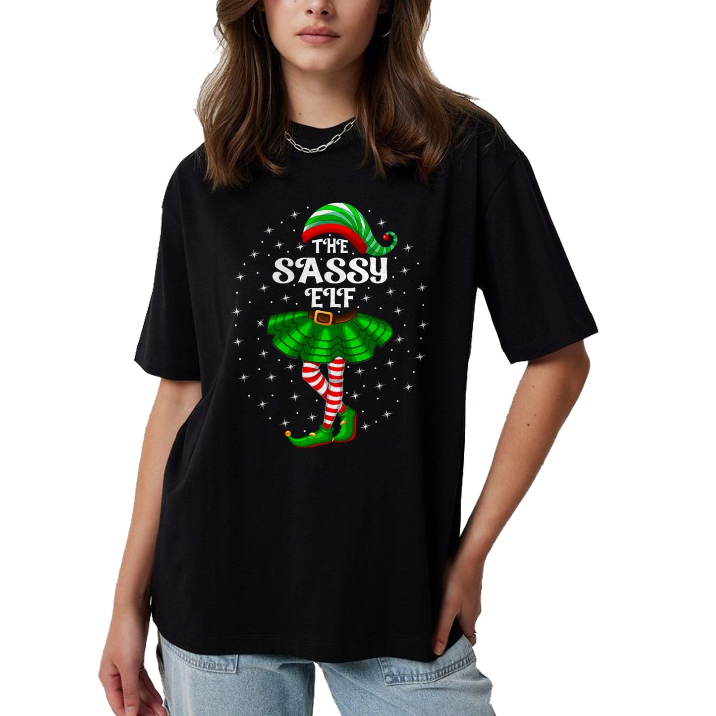 Xmas Family Matching Women Girls Mom The Sassy Elf Christmas T-Shirt - Christmas Unisex T-Shirt/Hoodie/Sweatshirt - HNDS00