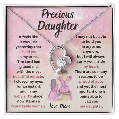 TO MY DAUGHTER "I Will Always Carry You Inside My Heart" - GIFT FROM MOM - Forever Love Necklace