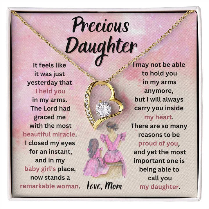 TO MY DAUGHTER "I Will Always Carry You Inside My Heart" - GIFT FROM MOM - Forever Love Necklace