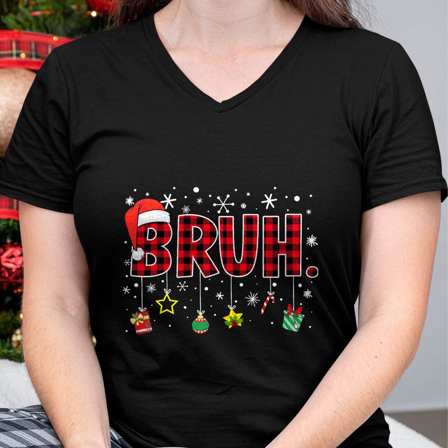 Bruh Funny Christmas Red Plaid Teens Boys Kids Xmas Pajamas T-Shirt - Christmas Unisex T-Shirt/Hoodie/Sweatshirt - HNDS00