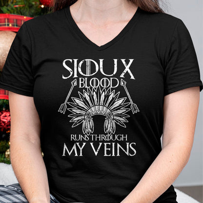 Native American T-Shirts, Vintage Native American Unisex T-Shirt/Hoodie/Sweatshirt HLT00 - Sioux Blood Proud Native American Headdress Sioux Tribe T-Shirt