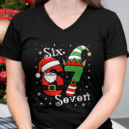 Funny Six Seven 67 Meme 6 7 Elf Santa Christmas Pajamas Kids T-Shirt  - Christmas Unisex T-Shirt/Hoodie/Sweatshirt - HNDS00
