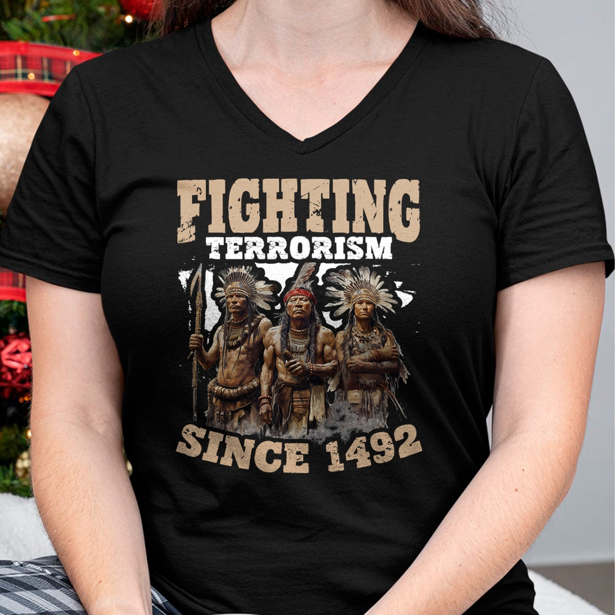 Native American T-Shirts, Vintage Native American Unisex T-Shirt/Hoodie/Sweatshirt HLT00 - Fighting Since 1492 Indian Tribes Native American Indigenous T-Shirt