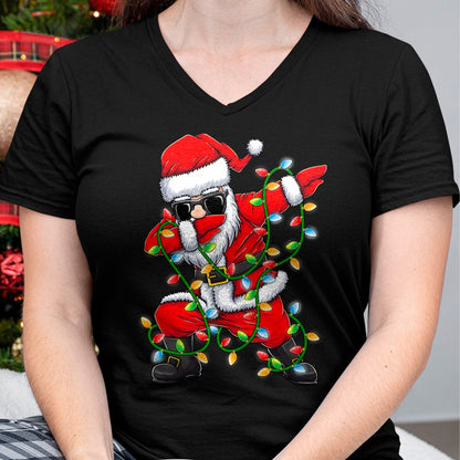 Dabbing Santa Xmas Lights Girls Boys Kids Christmas Gifts T-Shirt - Christmas Unisex T-Shirt/Hoodie/Sweatshirt - HNDS00