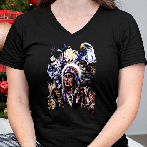 Native American T-Shirts, Vintage Native American Unisex T-Shirt/Hoodie/Sweatshirt HLT00 - American Flag - American Indigenous Art Native Indian Chief Headdress T-Shirt (1)