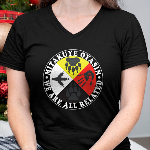Native American T-Shirts, Vintage Native American Unisex T-Shirt/Hoodie/Sweatshirt HLT00 - Native American Medicine Wheel Mitakuye Oyasin T-Shirt (1)