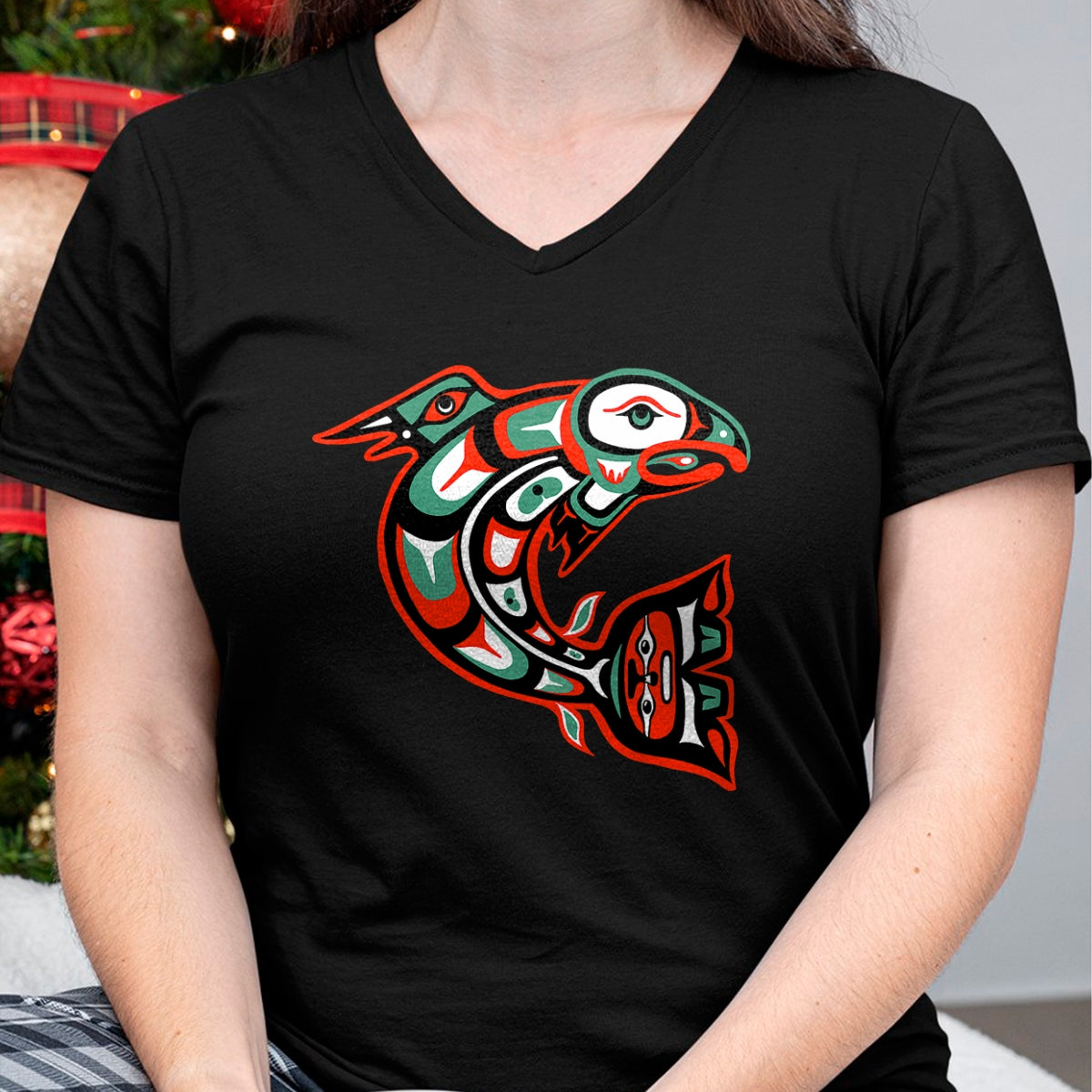 Native American T-Shirts, Vintage Native American Unisex T-Shirt/Hoodie/Sweatshirt HLT00 - Haida art, Native American Style, Salmon Totem T-Shirt