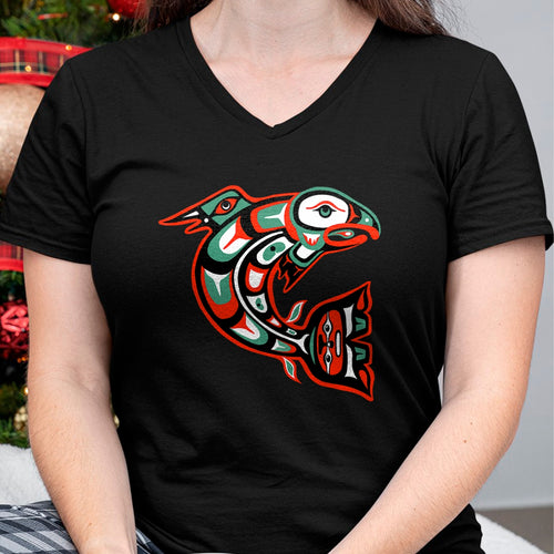 Native American T-Shirts, Vintage Native American Unisex T-Shirt/Hoodie/Sweatshirt HLT00 - Haida art, Native American Style, Salmon Totem T-Shirt