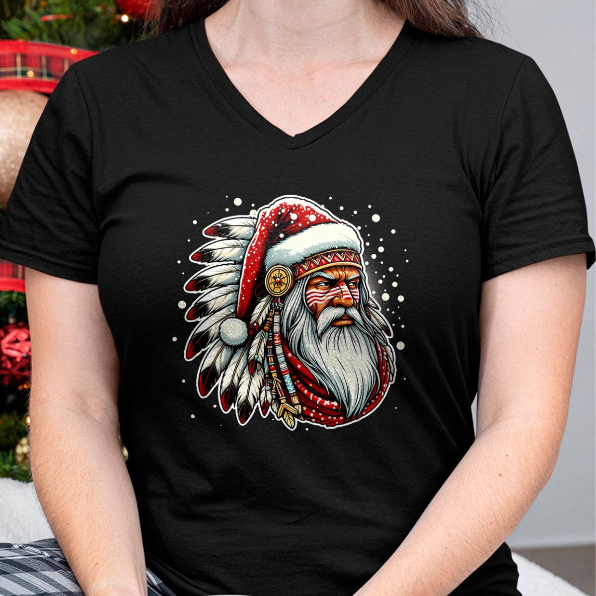 Native American T-Shirts, Vintage Native American Unisex T-Shirt/Hoodie/Sweatshirt HLT00 - Native American Santa Claus Christmas Santa Xmas T-Shirt (2)