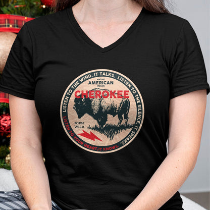 Native American T-Shirts, Vintage Native American Unisex T-Shirt/Hoodie/Sweatshirt HLT00 - American Flag - Cherokee Native American Indian Born Freedom Wild Buffalo T-Shirt (1)