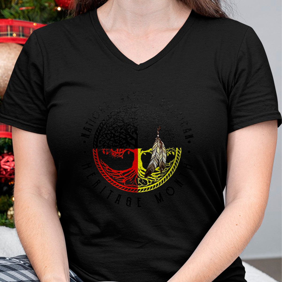 Native American T-Shirts, Vintage Native American Unisex T-Shirt/Hoodie/Sweatshirt HLT00 - Native Tree Roots Leather Native American Heritage Month T-Shirt (1)