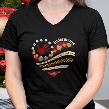 Native American T-Shirts, Vintage Native American Unisex T-Shirt/Hoodie/Sweatshirt HLT00 - Indigenous Native American Blood Red Hand Heart Shape Womens T-Shirt