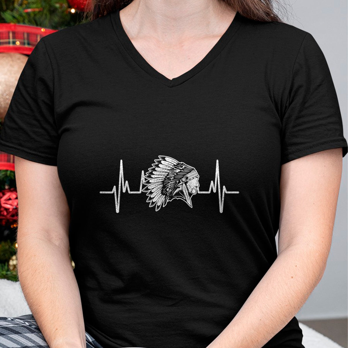 Native American T-Shirts, Vintage Native American Unisex T-Shirt/Hoodie/Sweatshirt HLT00 - Native American Roots Headdress Heartbeat Native American T-Shirt (1)