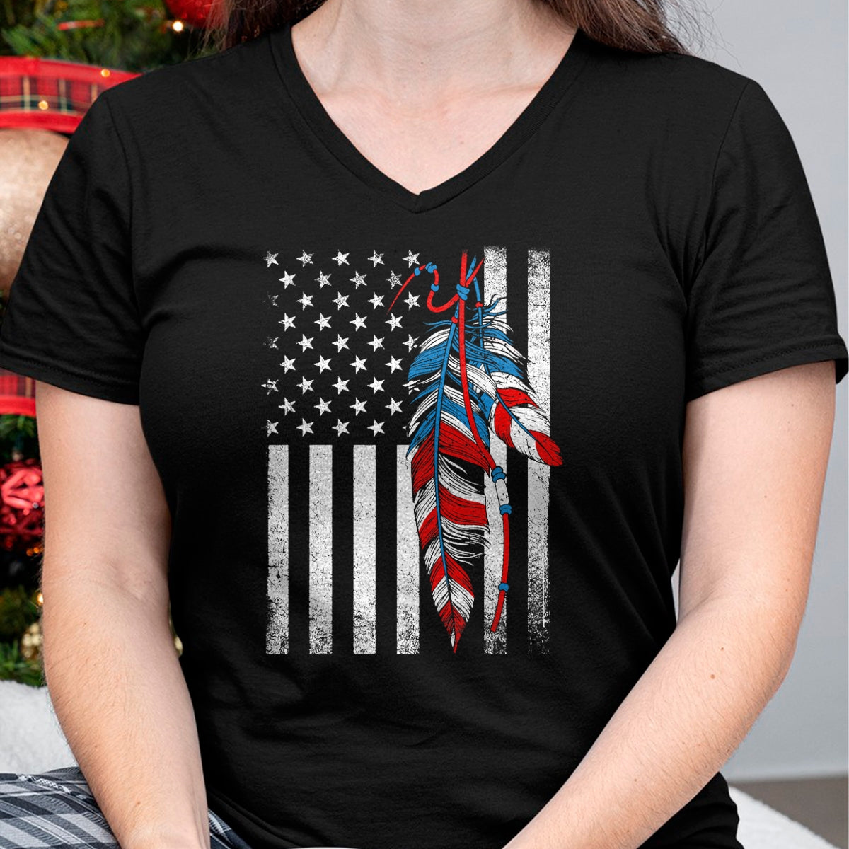 Native American T-Shirts, Vintage Native American Unisex T-Shirt/Hoodie/Sweatshirt HLT00 - American Flag - Native Feather Pride Month Indigenous T-Shirt (1)