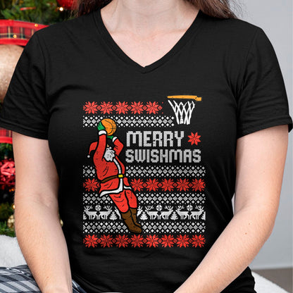 Merry Swishmas Basketball Ugly Christmas Xmas Men Boys Kids T-Shirt - Christmas Unisex T-Shirt/Hoodie/Sweatshirt - HNDS00