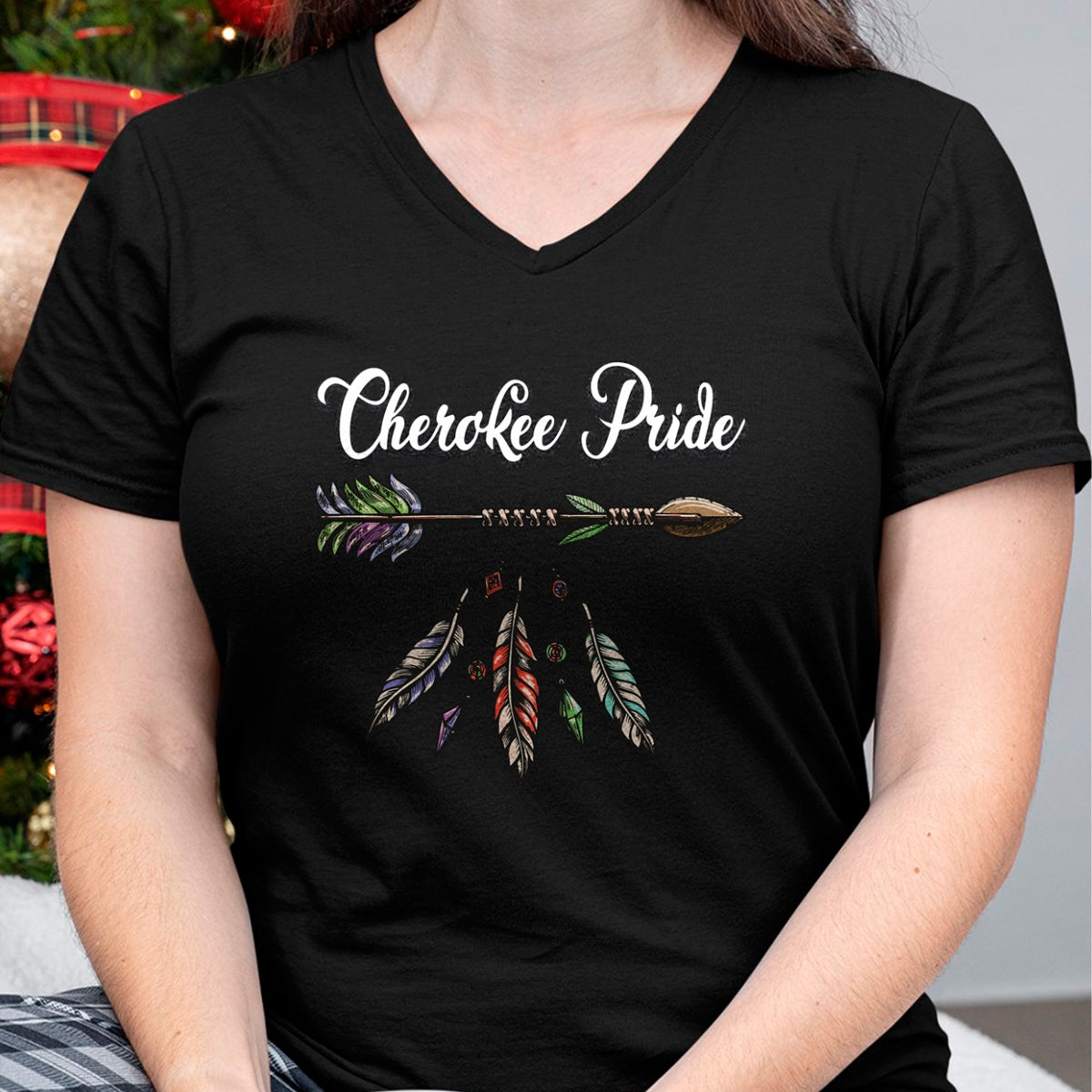 Native American T-Shirts, Vintage Native American Unisex T-Shirt/Hoodie/Sweatshirt HLT00 - American Flag - Cherokee Pride Feathers Native American Long Sleeve T-Shirt