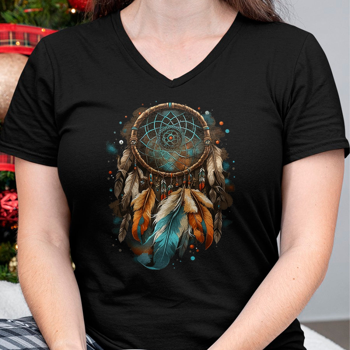 Native American T-Shirts, Vintage Native American Unisex T-Shirt/Hoodie/Sweatshirt HLT00 - Native American Dreamcatcher Indian Design T-Shirt (3)