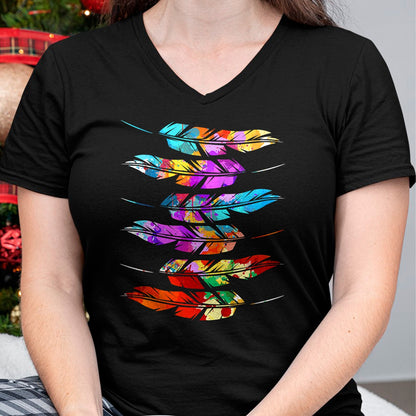 Native American T-Shirts, Vintage Native American Unisex T-Shirt/Hoodie/Sweatshirt HLT00 - American Flag - Colorful Feathers American Indian Pride Native American T-Shirt