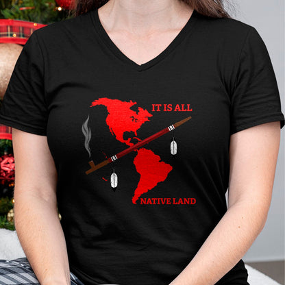 Native American T-Shirts, Vintage Native American Unisex T-Shirt/Hoodie/Sweatshirt HLT00 - Native American It's Native Land With Ceremonial Pipe T-Shirt