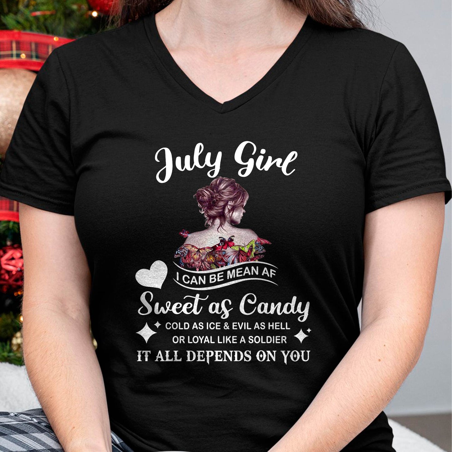 July Girl T-Shirt – Sweet As Candy, Cold As Ice - Birthday Gift for Women - EBIL07 (SKU26T-01-38-07)