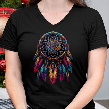 Native American T-Shirts, Vintage Native American Unisex T-Shirt/Hoodie/Sweatshirt HLT00 - American Flag - Colorful Dreamcatcher Feather Native American Indian Art T-Shirt (1)