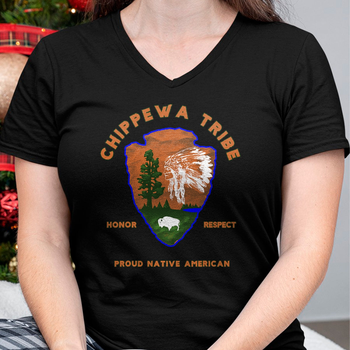 Native American T-Shirts, Vintage Native American Unisex T-Shirt/Hoodie/Sweatshirt HLT00 - American Flag - Chippewa Tribe Native American Indian Pride Respect Honor T-Shirt