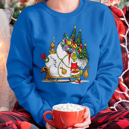 Dr. Seuss Grinch Sleigh T-Shirt - Christmas Unisex T-Shirt/Hoodie/Sweatshirt - HNDS00